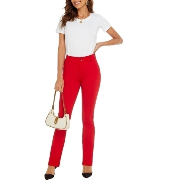 iChosy Comfort Barely Bootcut Stretch Red Dress Pants Size 4 NWT - Picture 1 of 8